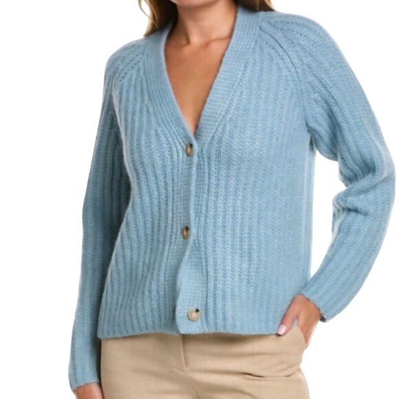 Lucky Brand Wool Blend V Neck Cardigan Sweater 2023 Marled Green Chunky Size L - Picture 1 of 7